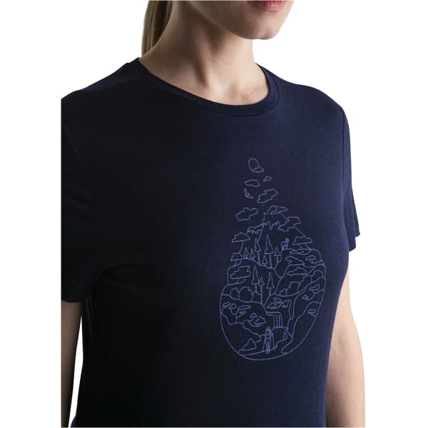 T-shirt randonnée ICEBREAKER W MERINO 150 TECH LITE III SS TEE HIKE PATH MIDNIGHT NAVY
