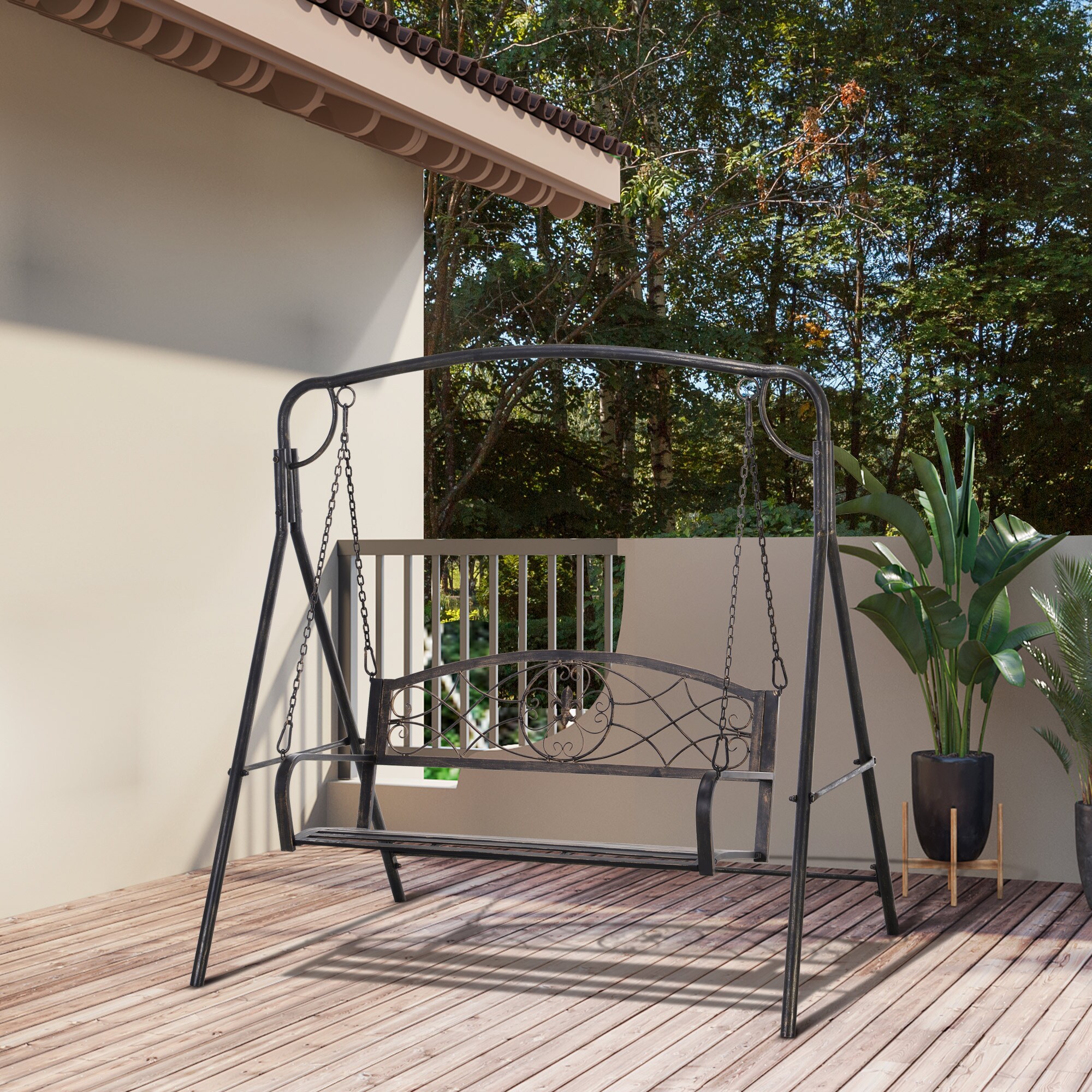 Outsunny Gartenschaukel für 2 Personen bronze 167 x 123 x 175 cm (LxBxH)