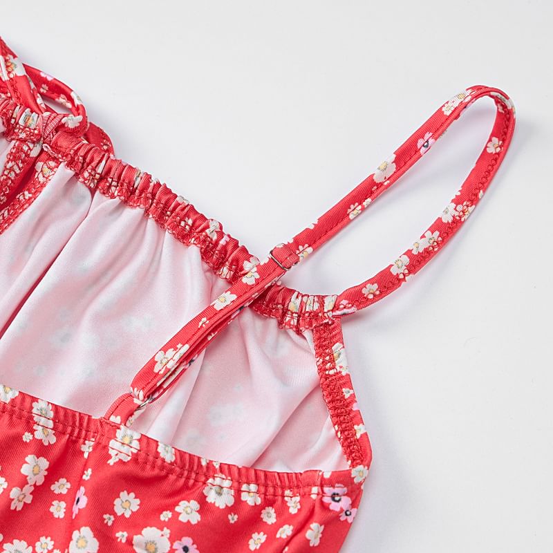 SugaSaurus - Maxi A-lijn jurk met spaghettibandjes en bloemenprint