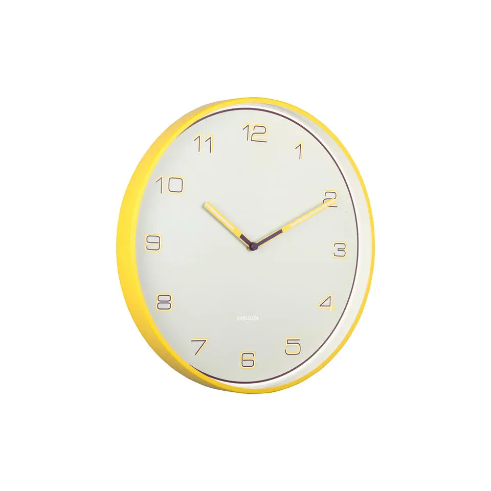 Karlsson - Wandklok Lined Numbers - Heldergeel- Ø40cm