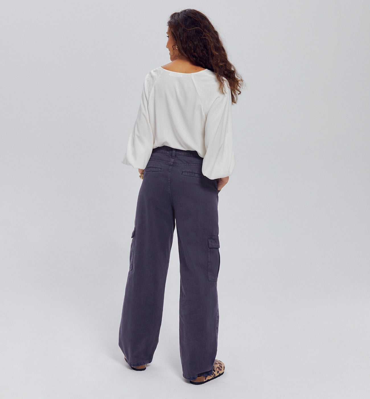 Pantalon cargo en toile Femme - MARINE MOYEN