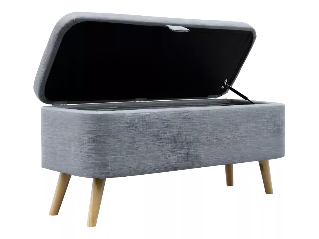 Bout de Lit avec Rangement en Tissu avec Pieds Bois - L101cm