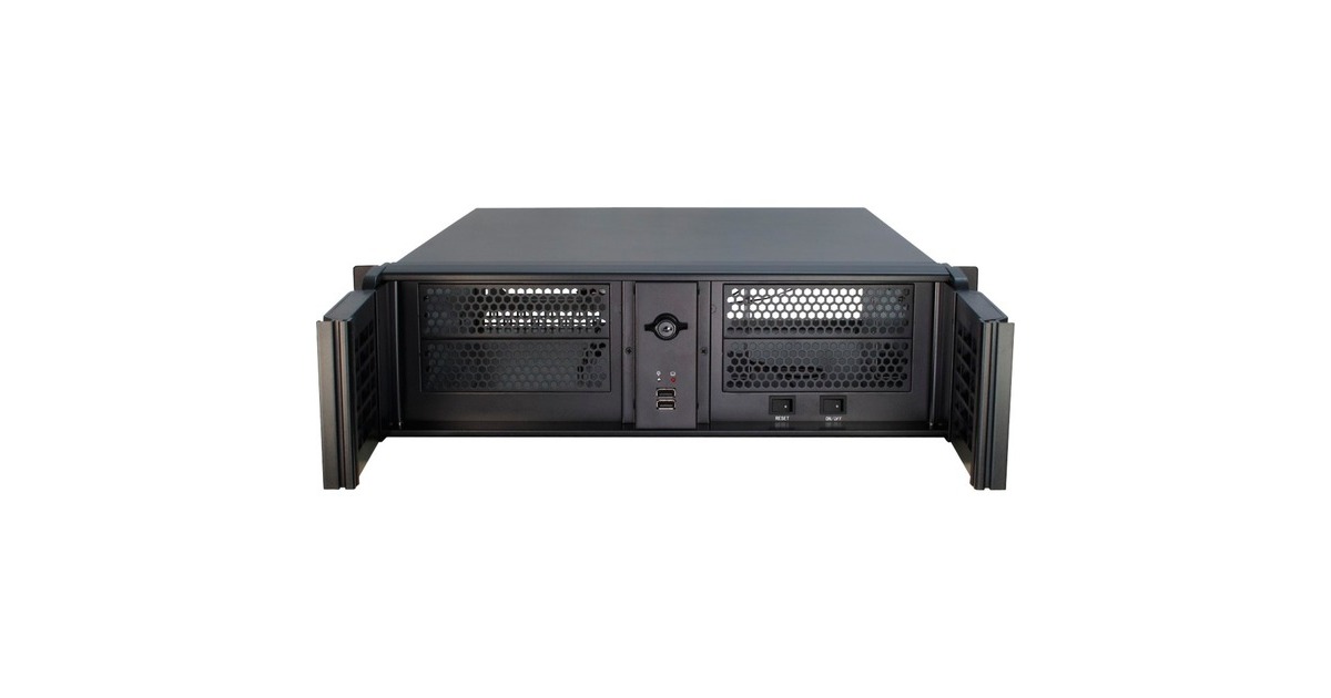 Inter-Tech3U-3098-S rack behuizing  (Zwart | 2x USB-A)