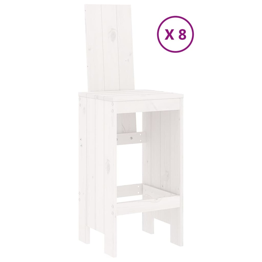 Ensemble de bar de jardin 9 pcs blanc bois de pin massif