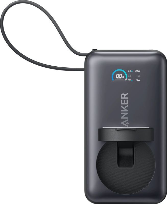Anker - MagGo Powerbank - 10.000 mAh - Zwart - Draadloos Opladen - USB-C-kabel