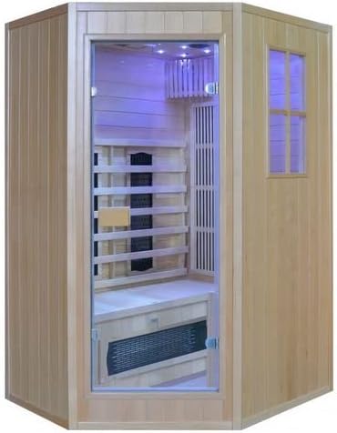 Bagno Italia Sauna 125 x 110 cm Infrarot und Finnisch kombiniert 6 Farblichttherapie Funkstrahler I1