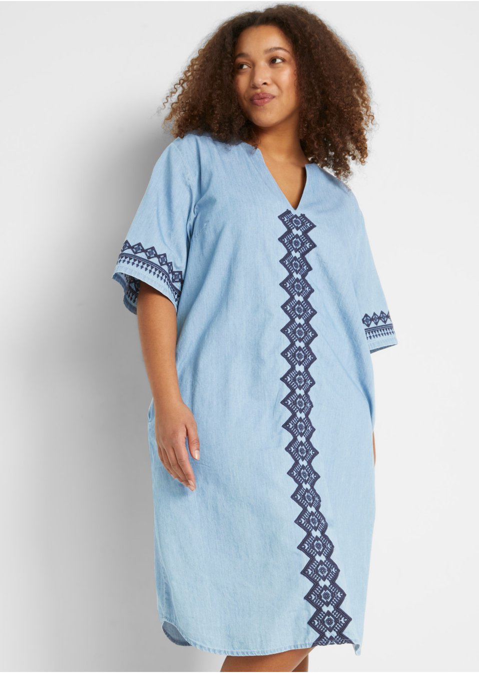 Robe-tunique en jean avec imprimé broderie