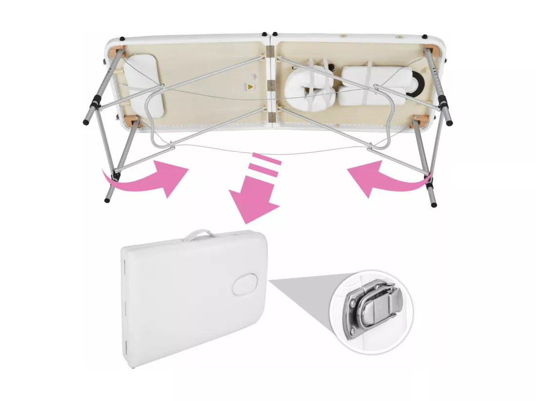 Table de massage Pliante aluminium blanche 210 x 95 x 90 cm 2008134