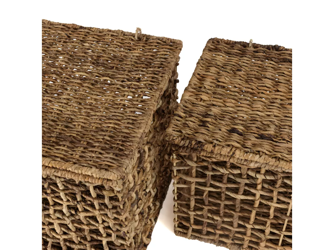 ALIDA - Set de 2 paniers de rangement en tissage naturel ajouré
