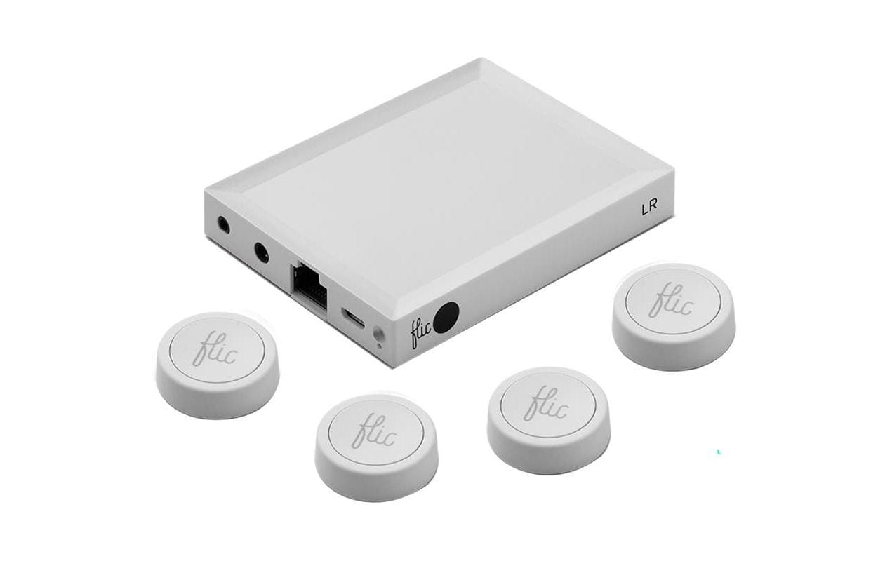 Smart Button Flic 2 Starter Kit<br>Bluetooth Wandsender und Drückknopf mit Bridge