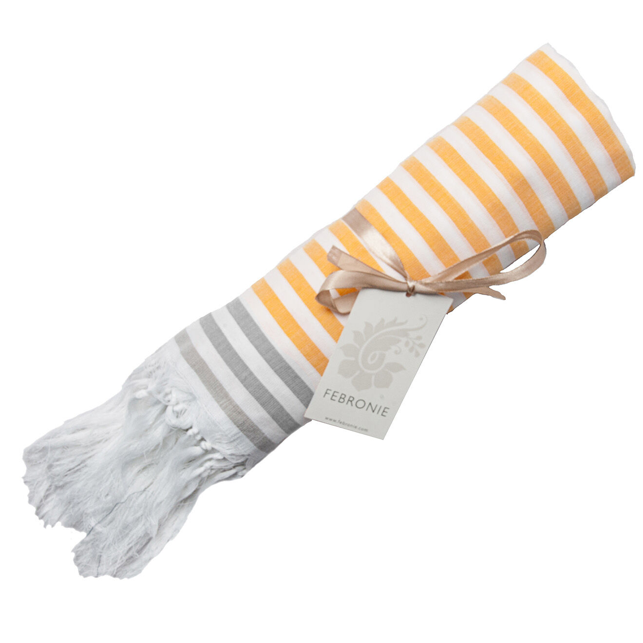 Febronie Fouta Bora Bora jaune tournesol/gris perle - 100x200 cm