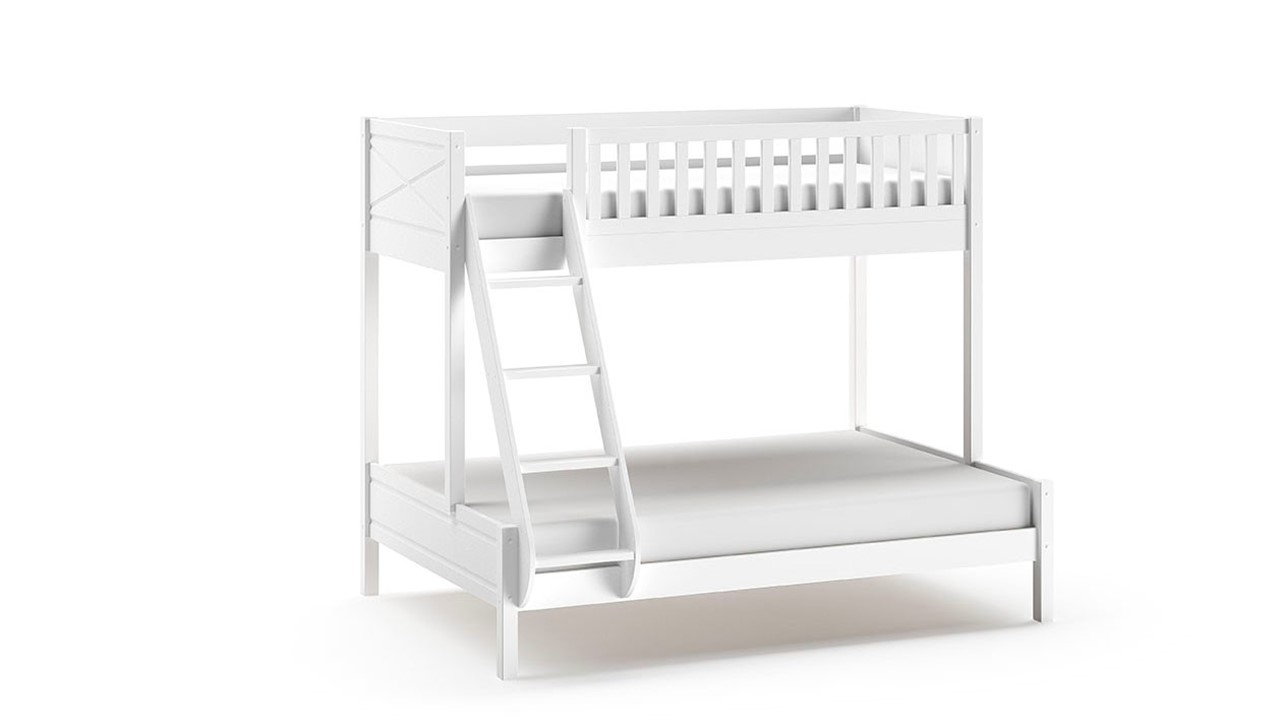 Stapelbed Scott 3-persoons met slaaplade wit