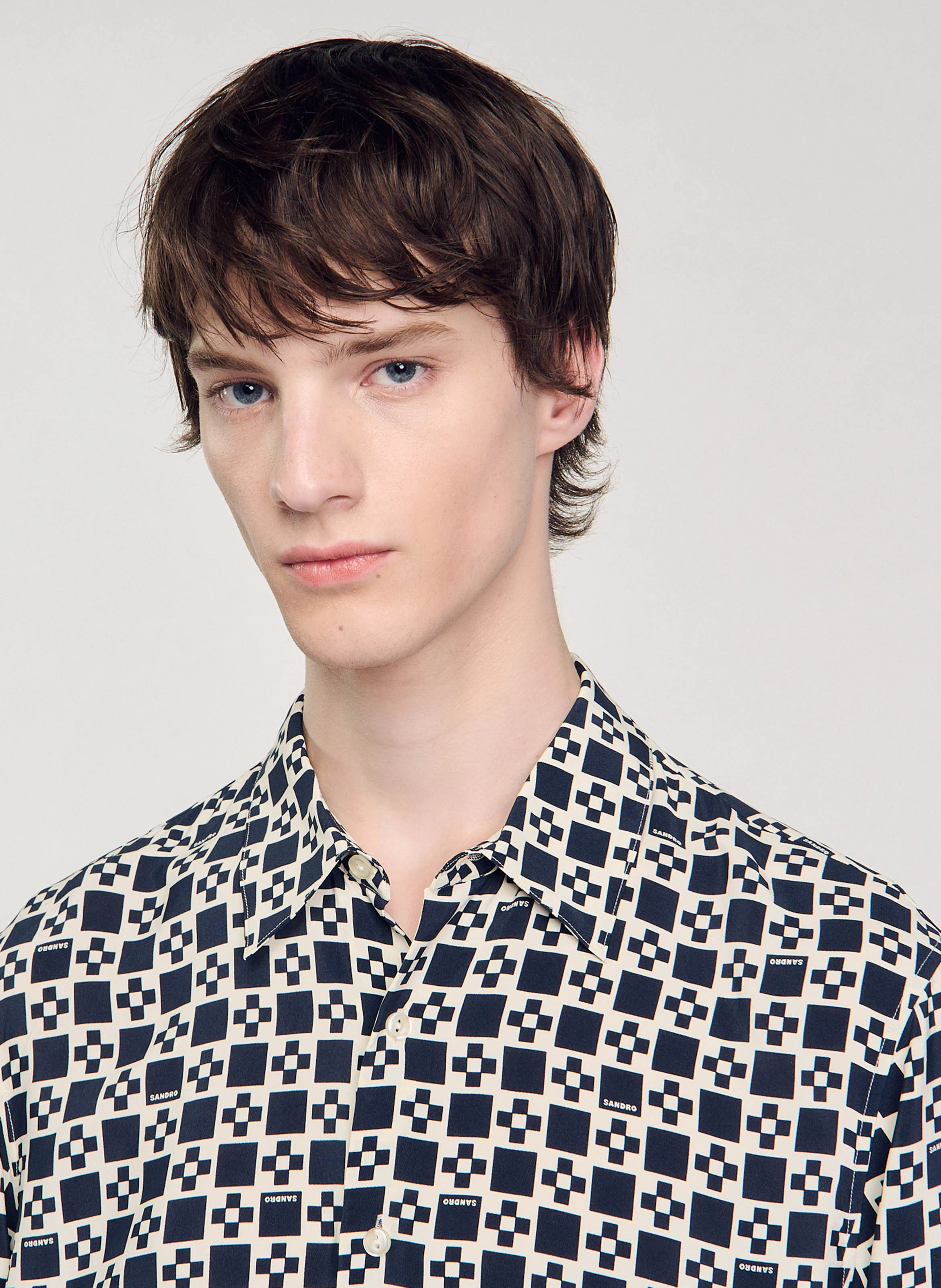 Chemise fluide col classique manches longues | Bleu