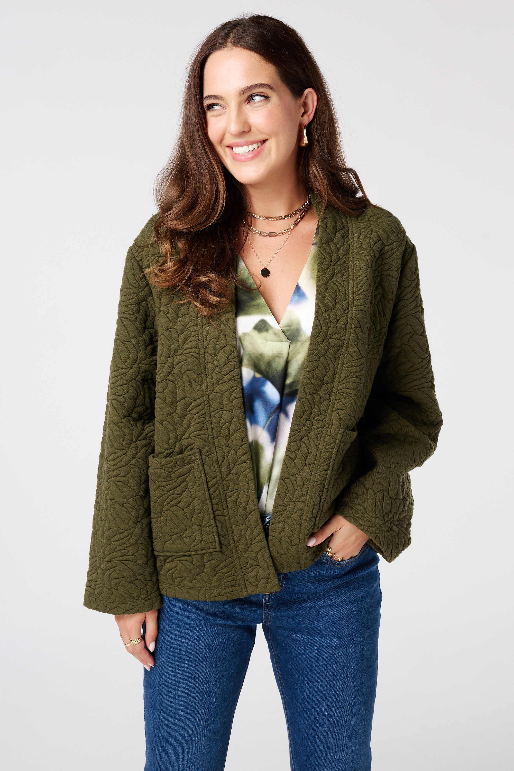 Jasje met structuur Khaki