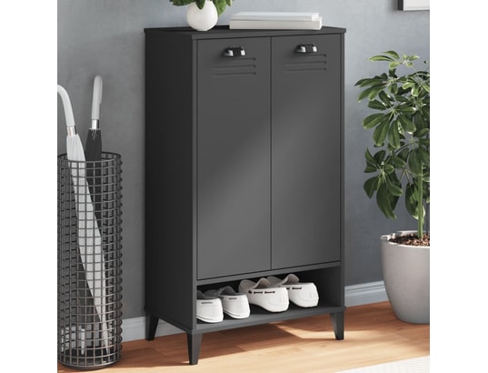 VIDAXL - Armoire à chaussures viken gris anthracite bois de pin solid...