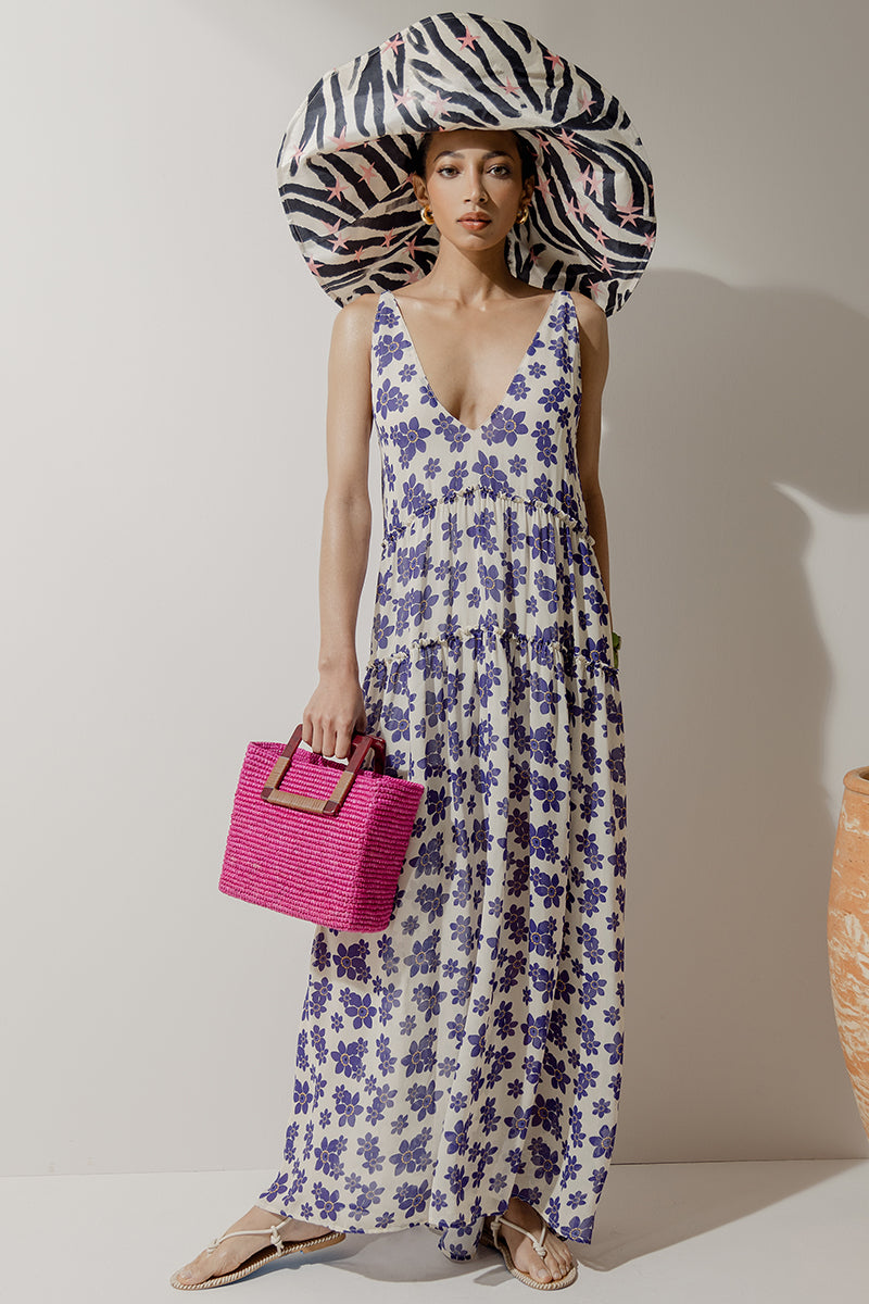 Robe froncée à col en V