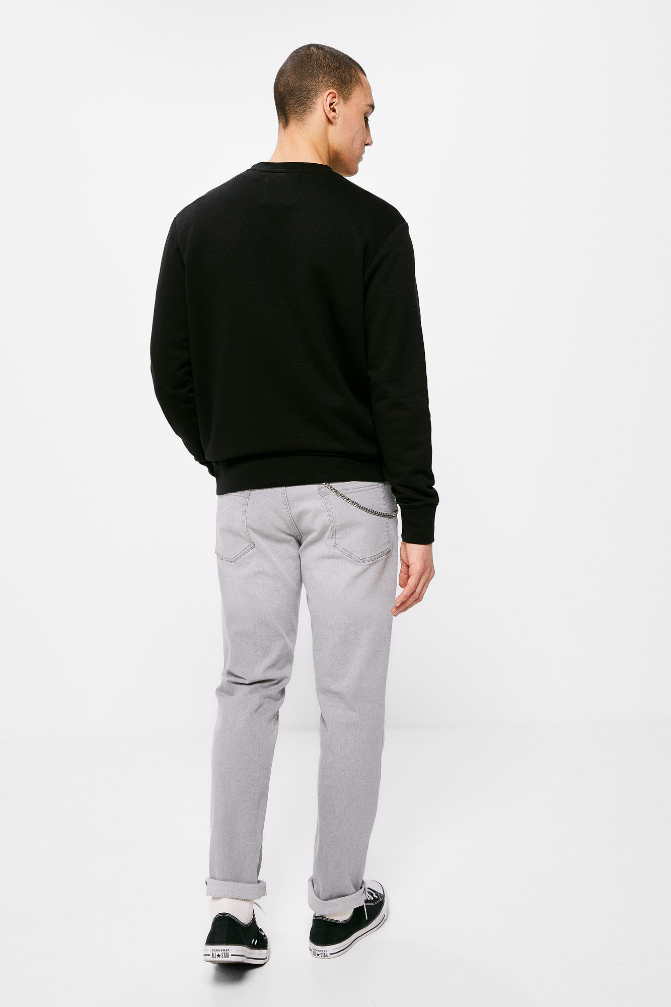 Calça jeans slim fit, lavagem cinza clara - cinza claro