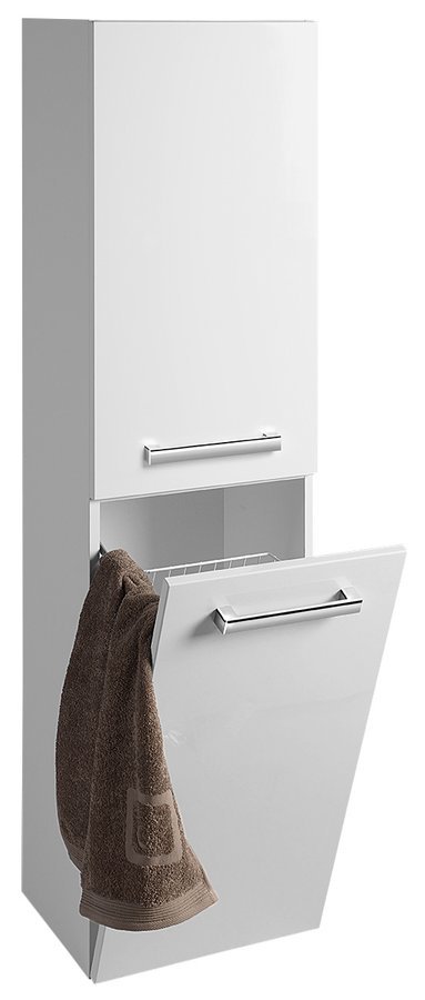 Aqualine Vega kolomkast met wasmand 150x40x31cm wit