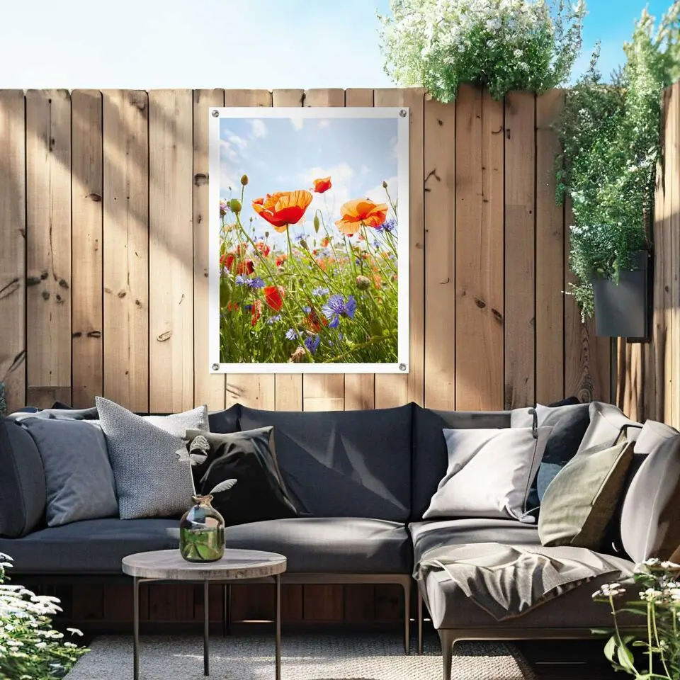 Tuinposter Bloemenveld - 80x60cm - Bont