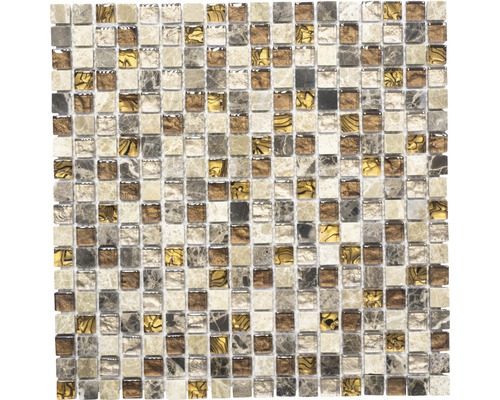 Glasmozaïek met natuursteen XCM M790 bruin/beige 30x30 cm