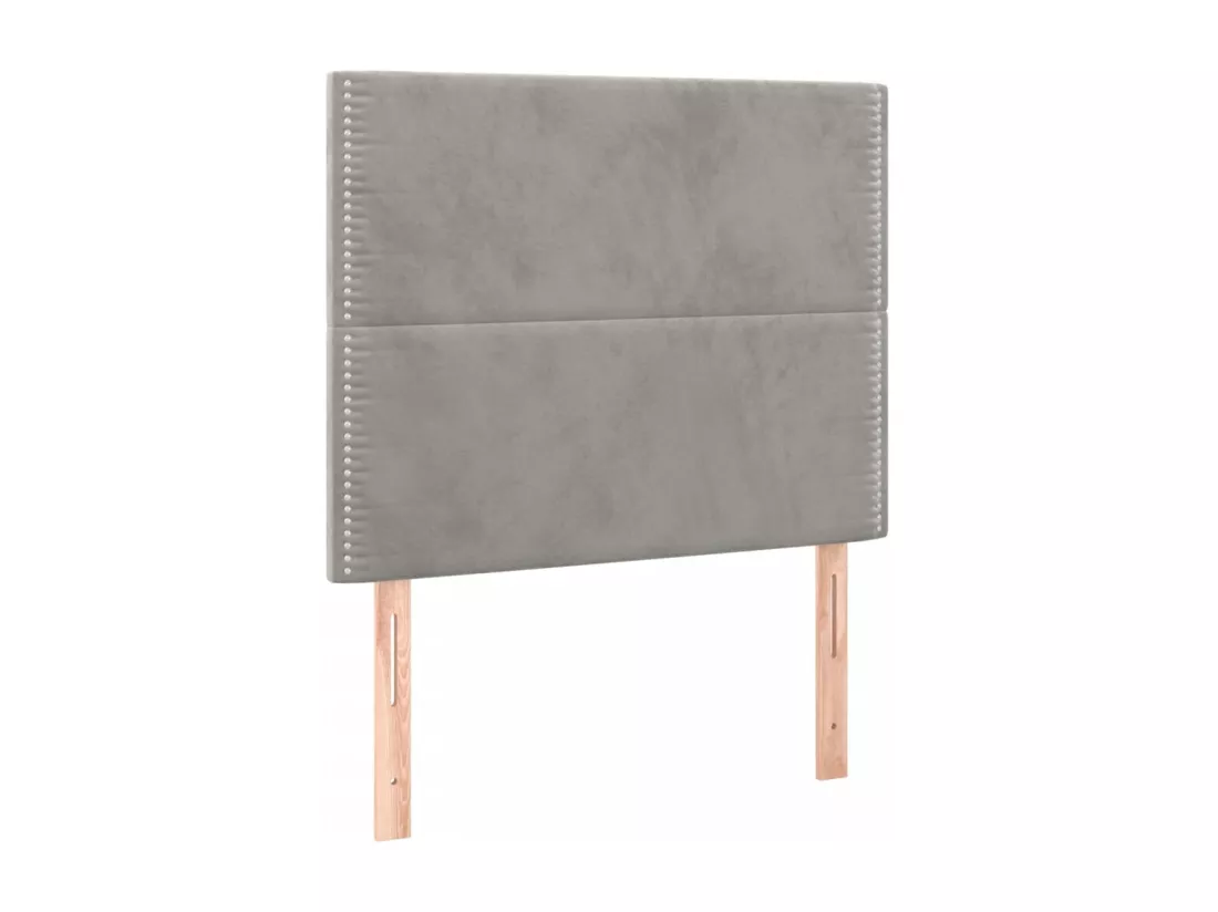 Sommier tapissier et matelas et LED Gris clair 90x190cm Velours