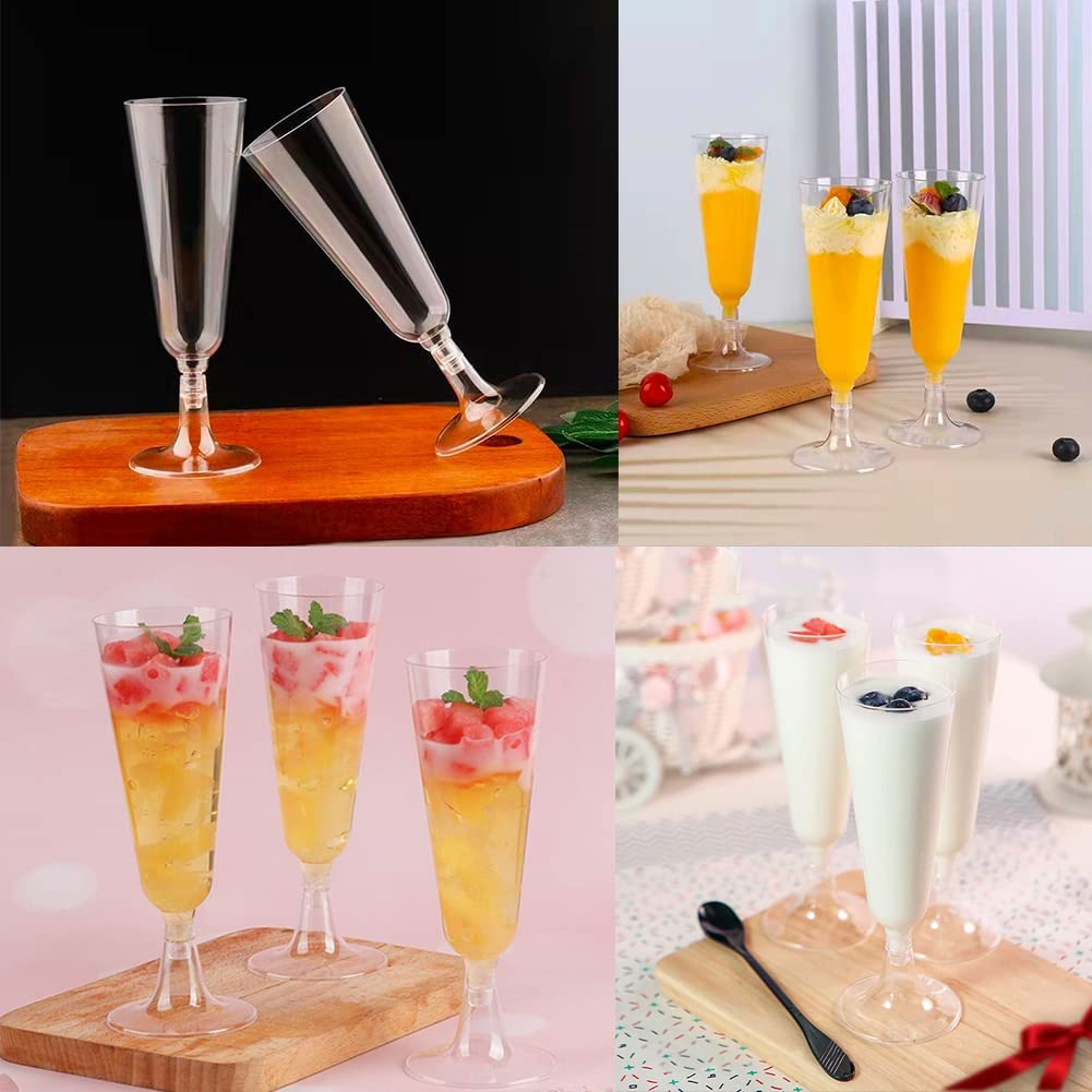 (48er Set) Einweg Sekt Trinkbecher Party Champagner Glas für Hochzeit / Junggesellinnenabschied / Geburtstag - Transparent