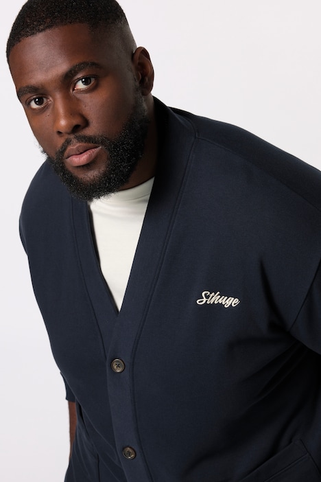 STHUGE Sweatjacke, V-Ausschnitt, Brust-Stickerei, bis 8 XL