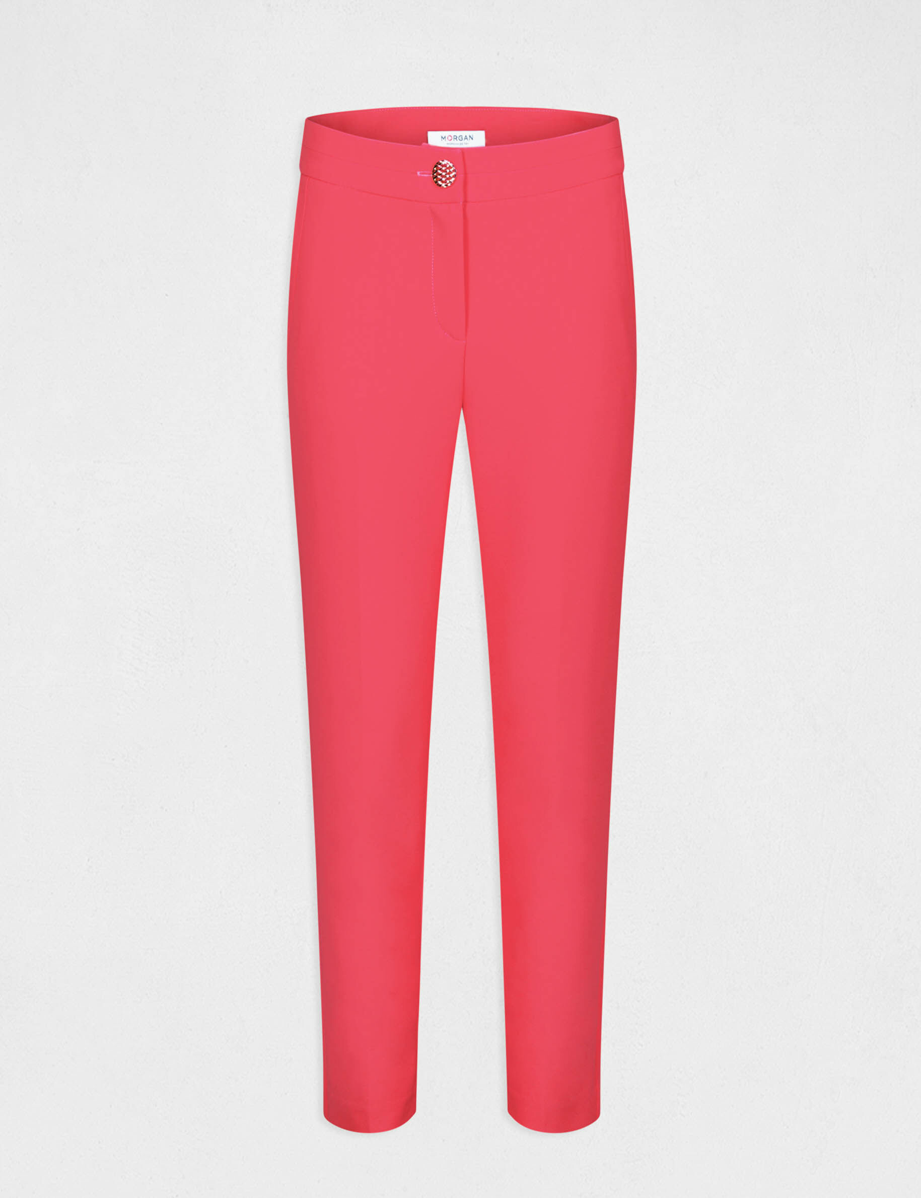 Pantalon city ajusté 7/8ème à pinces rose femme - rose
