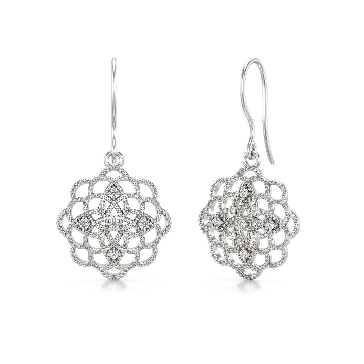 Boucles d'oreilles ADEN Diamants sur Argent 925 4.646grs