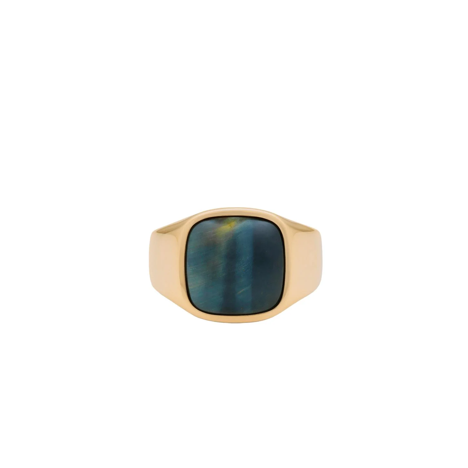 IX STUDIOS  IX Cushion Signet Hawks Eye ring - forgyldt