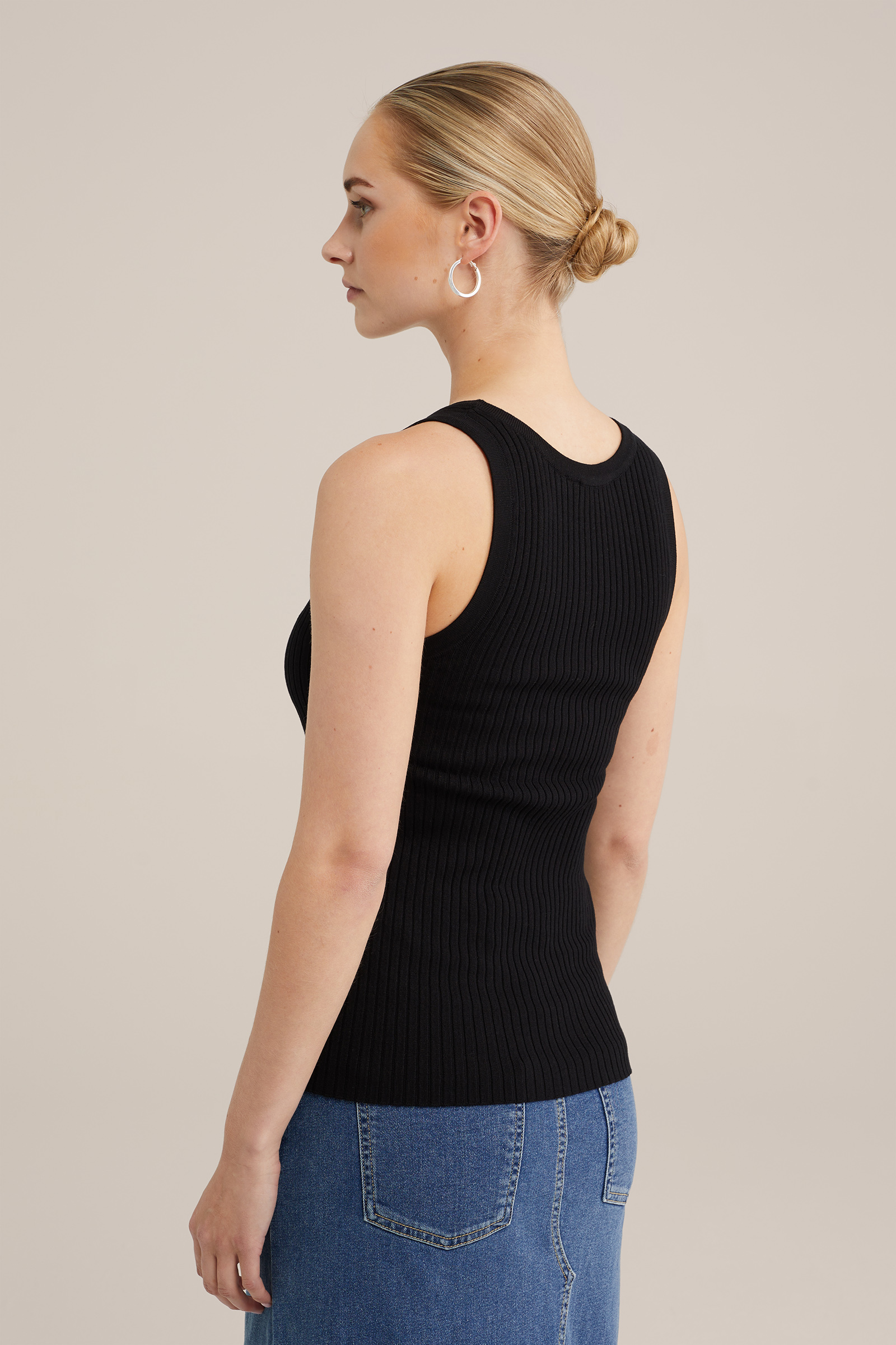 top van ribstof WE Fashion Zwart