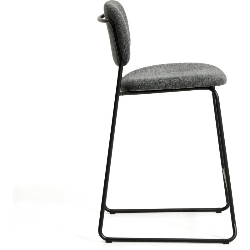 Tabouret empilable Meli en chenille grise et pieds en métal gris FSC Mix Credit 65 cm