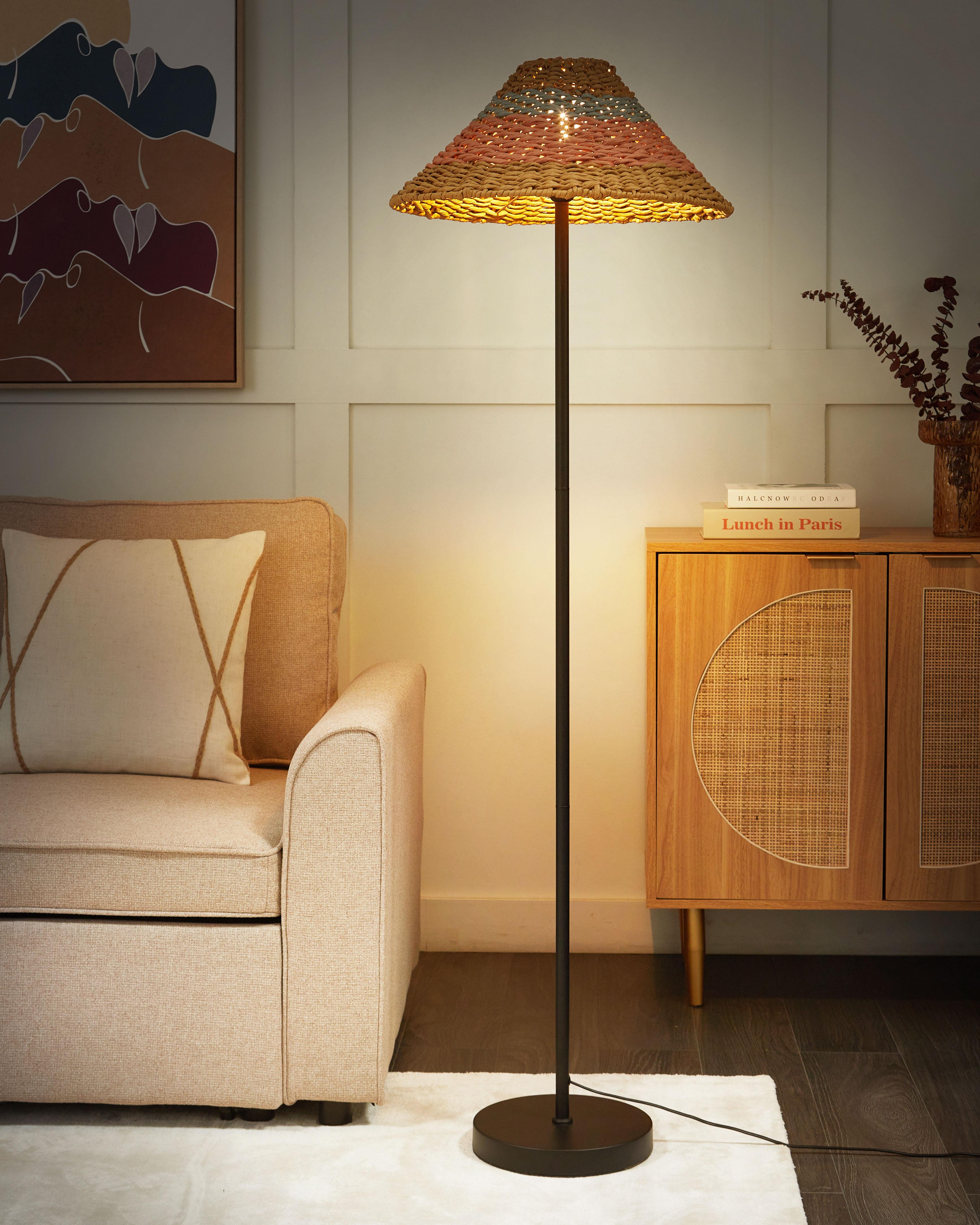 Staande lamp KYOGA Papierkoord Beige