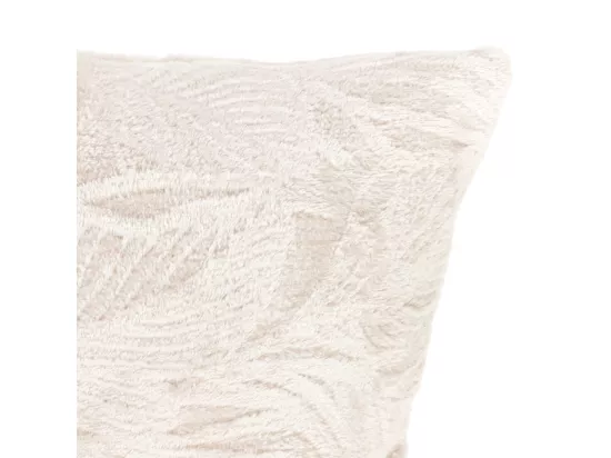Coussin décoratif flanelle Beige lin motif en relief 40 x 40 cm