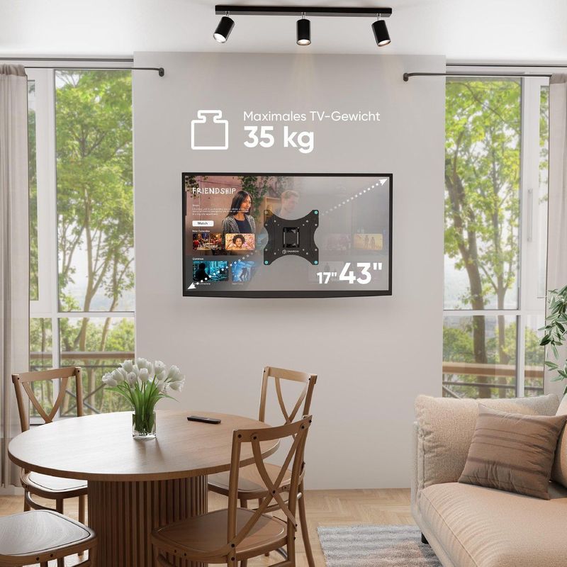 ONKRON TV Wandbeugel draai- en kantelbaar voor 17 - 43 inch schermen, universele TV-beugel tot 35 kg, max VESA 200x200, uitschuifbare, NP24-B Zwart