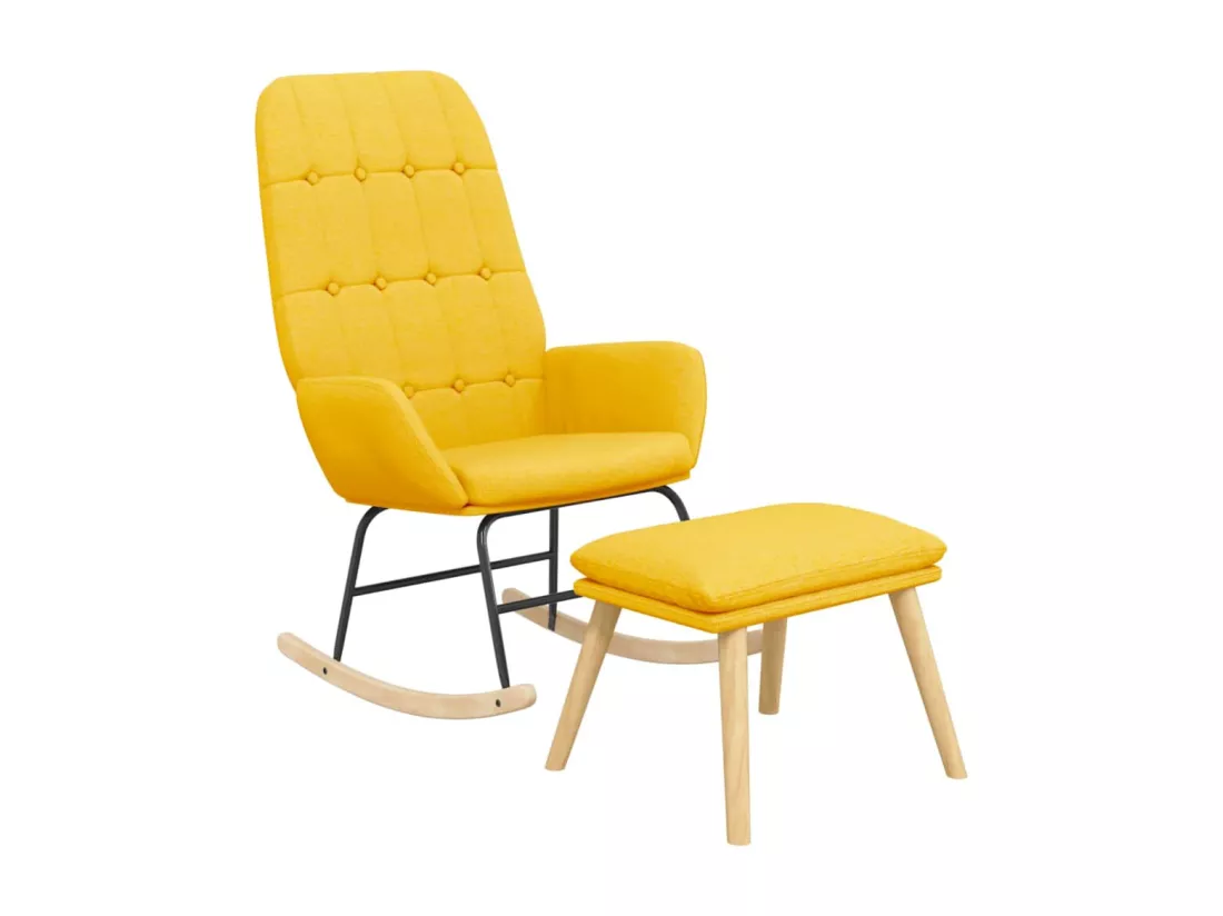 Chaise à bascule avec repose-pied Jaune moutarde Tissu