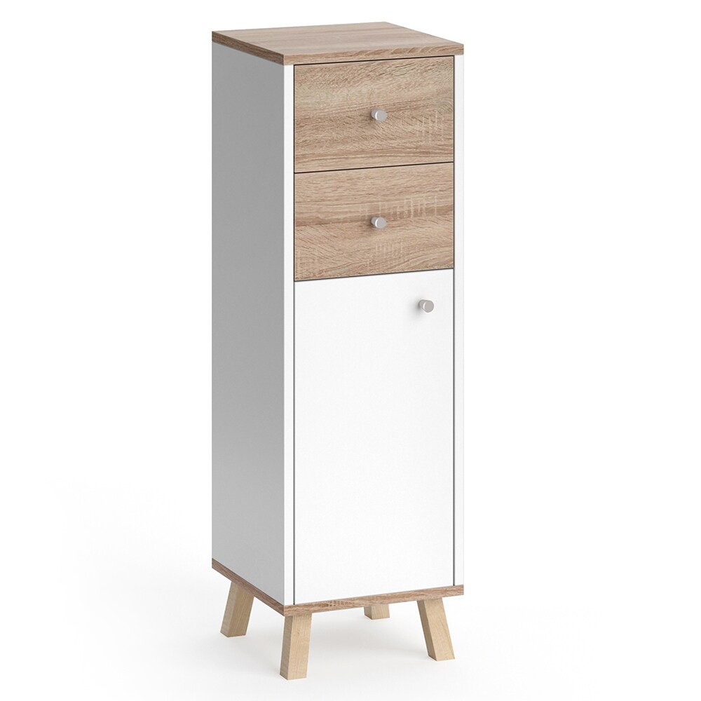 Vicco Midischrank Badschrank Badregal Senyo Sonoma/Weiß 2 Schubladen Badmöbel