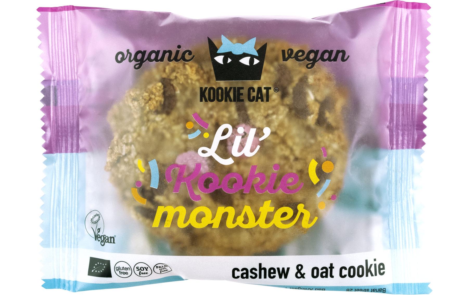 Bio Cookie Lil` Kookie Monster 50 gCashew- und Haferguetzli mit Vanille und bunten Schokolinsen