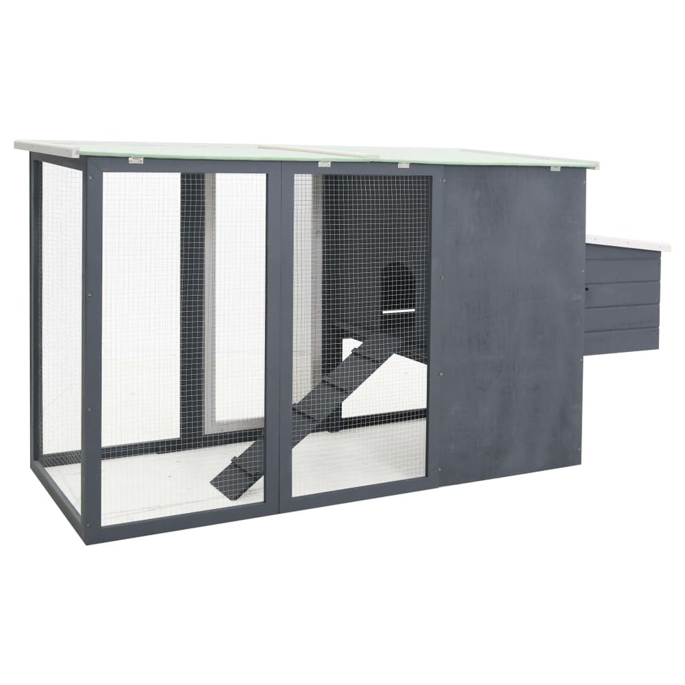 Poulailler d'extérieur avec 1 nichoir 202 x 75 x 98 cm bois gris