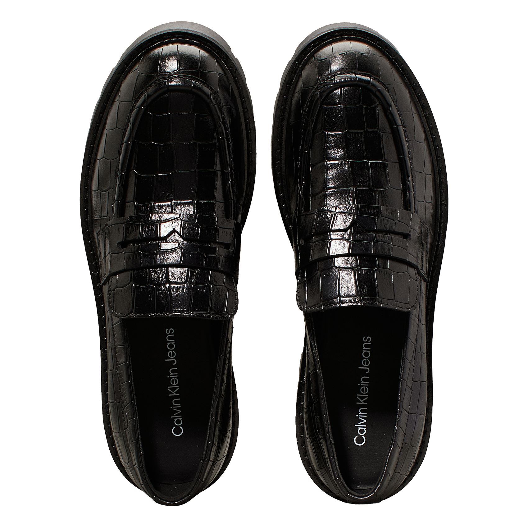 Moccassins en cuir embossés croco | Noir