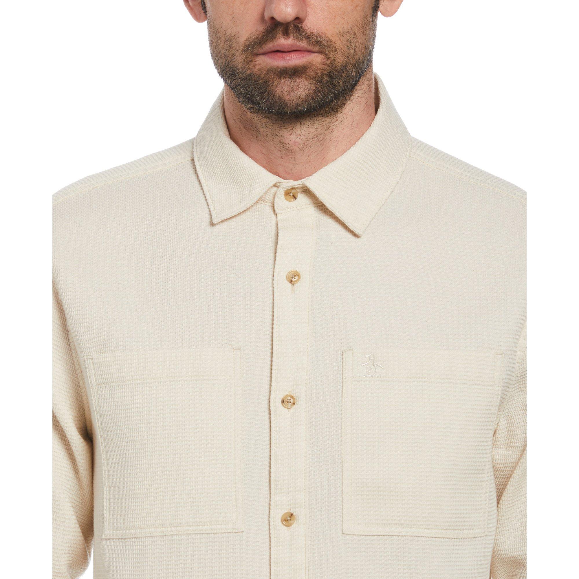 Original Penguin OP Long Sleeve Waffle Shirt Mens