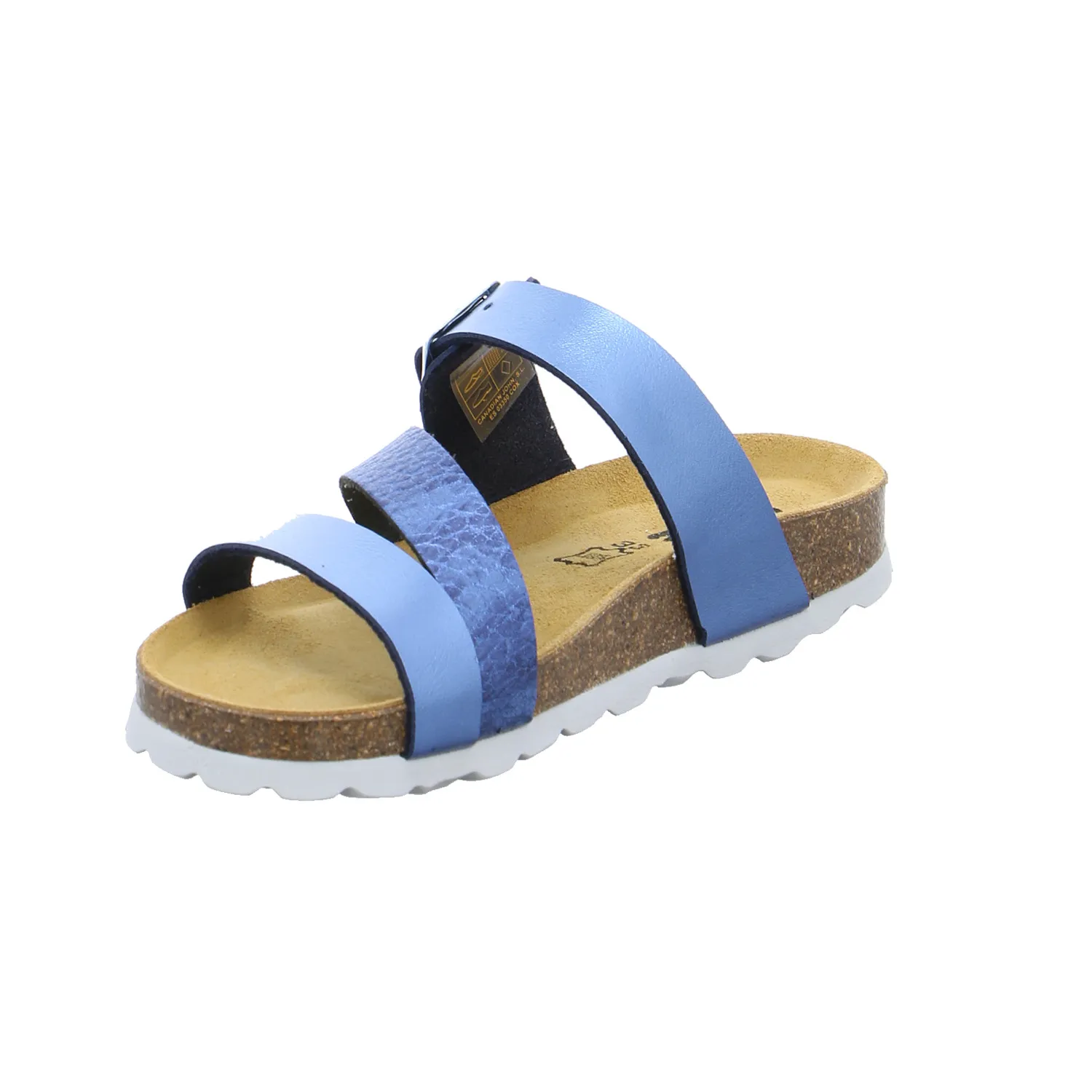 BIOLife Kinder-Pantolette Jeansblau Lederimitat  Lederdecksohle