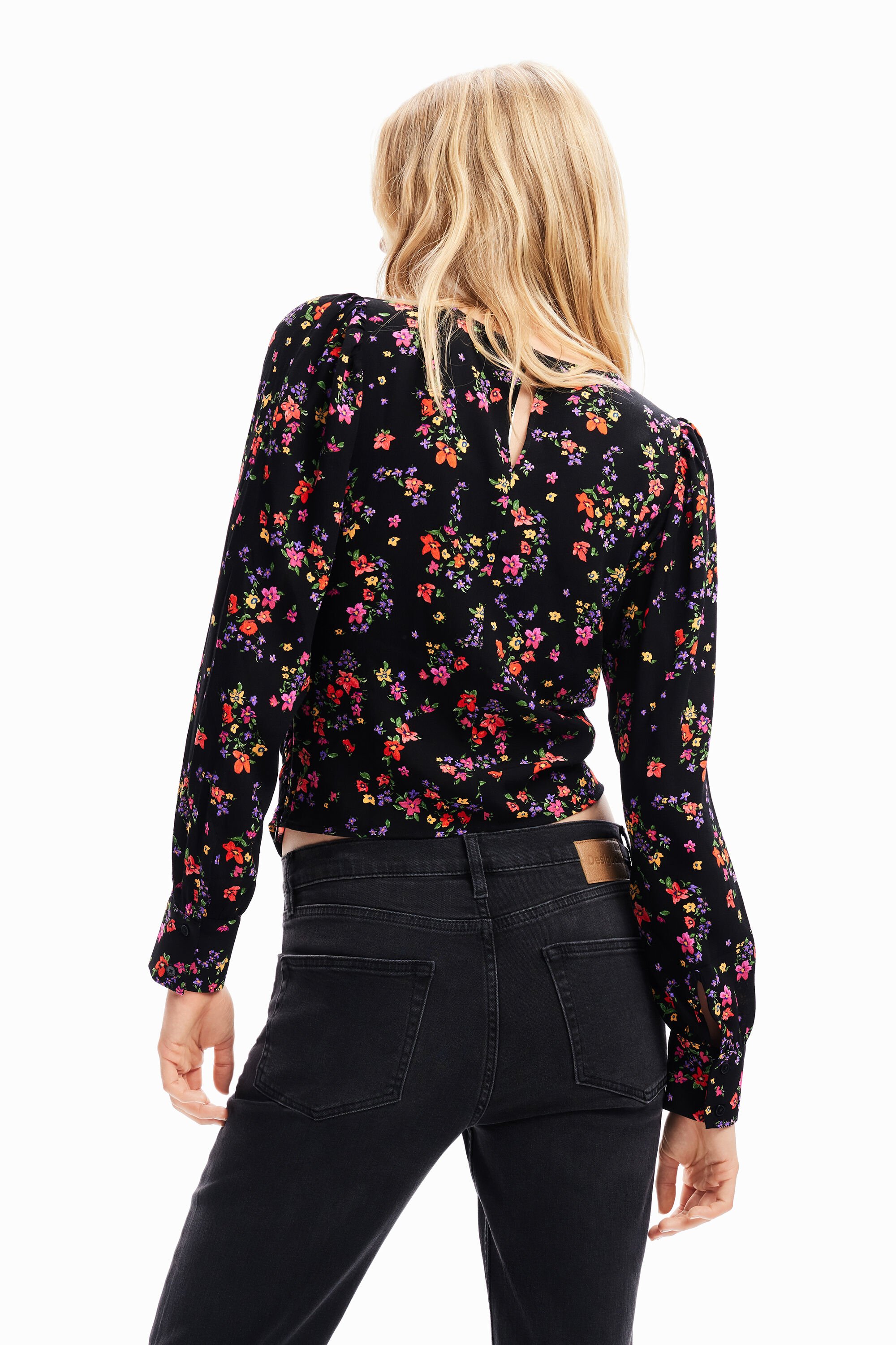 Blouse froncée fleurie