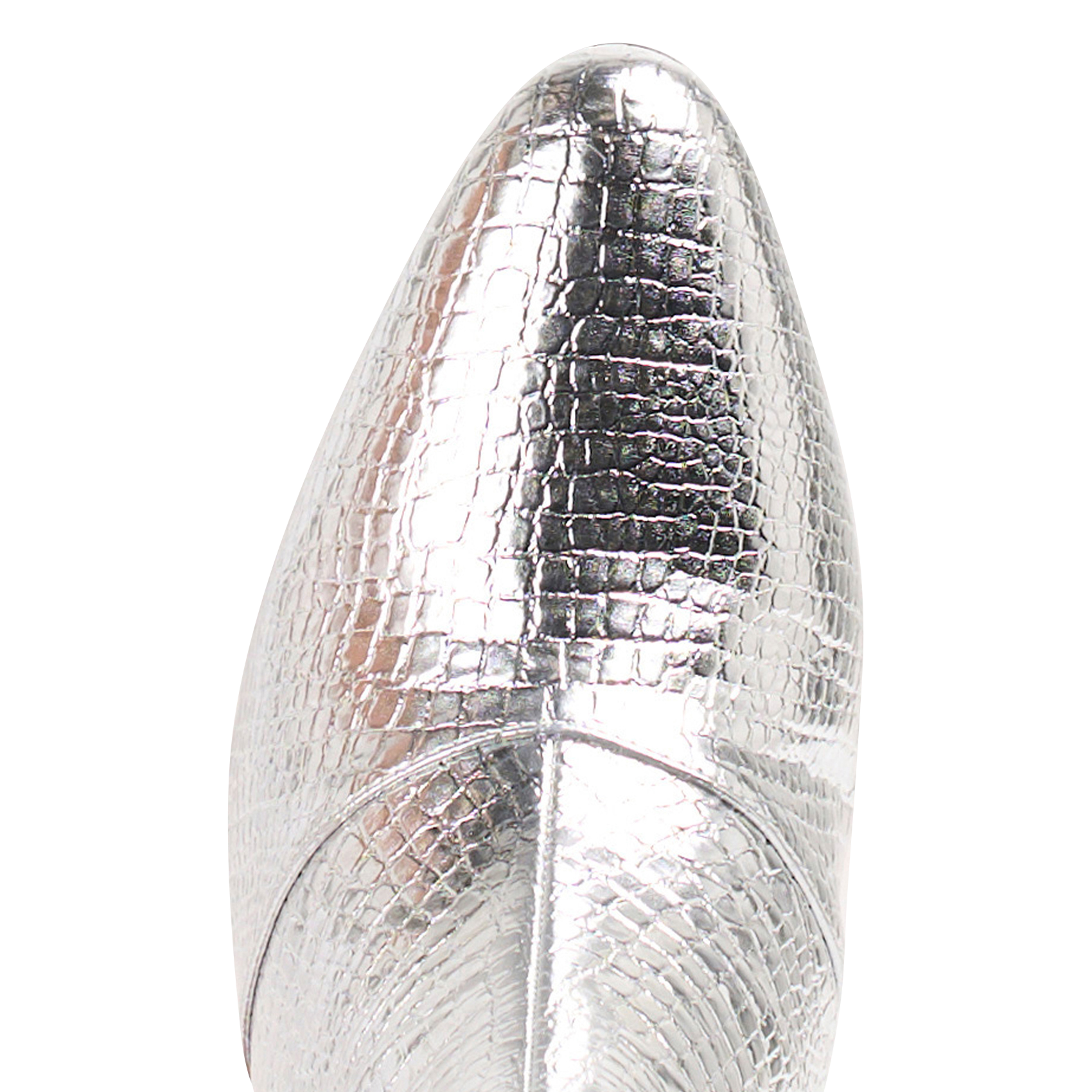 WHITE 01 - Bottes hautes imprimé effet croco | Argent