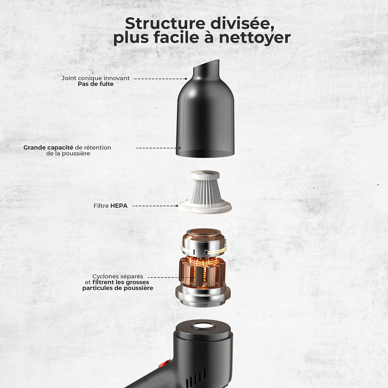 Vortex Aspirateur à main sans fil noir