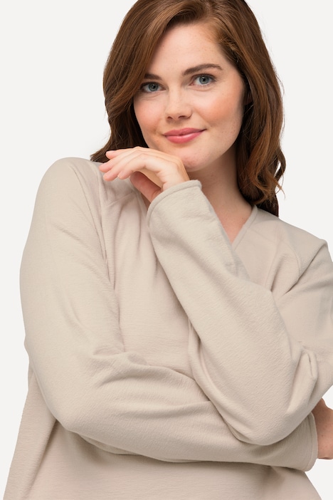 Sweatshirt, kurz, V-Ausschnitt, Langarm, Biobaumwolle