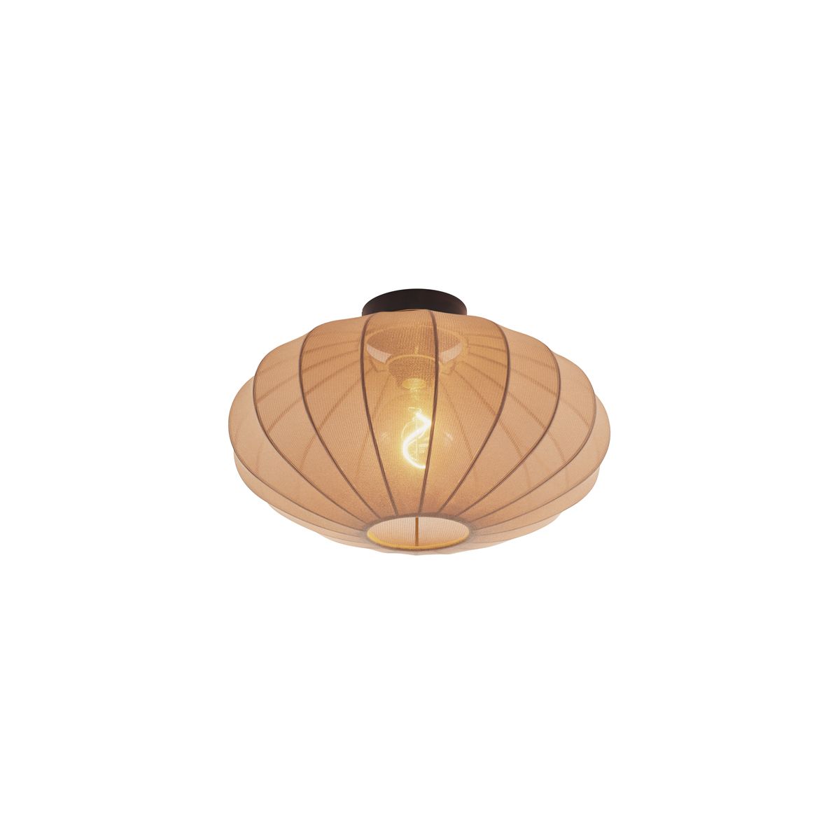 Japandi plafondlamp bruin met stoffen kap - Bida