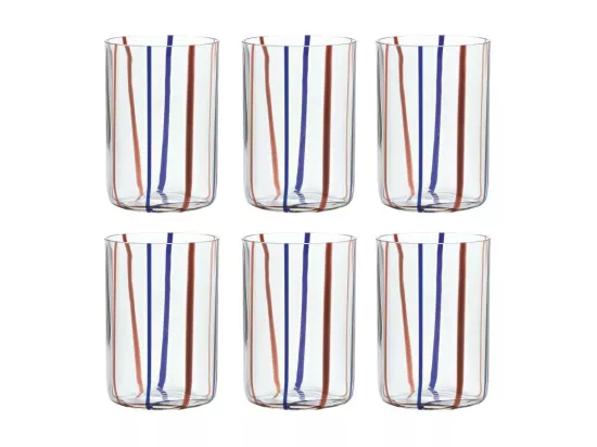 Verre Tirache Zafferano en verre borosilicate bicolore Bleu améthyste boîte de 6 pièces