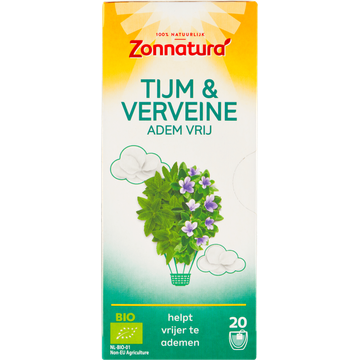 Zonnatura Tijm & Verveine Adem Vrij Kruideninfusie 20 Zakjes 35 g