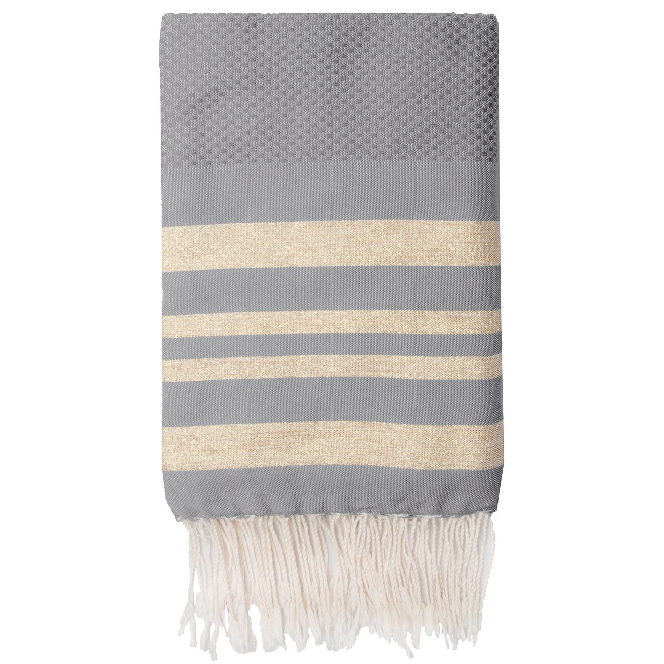 Febronie Fouta Nid d'Abeille Lurex Hamptons taupe clair/doré - 100x200 cm